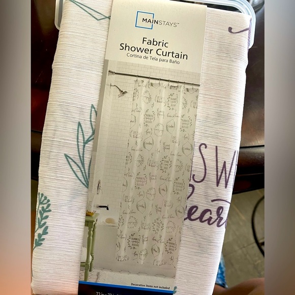 Fabric shower curtain with sayings and phrases on it.NWT,original package - Picture 1 of 9